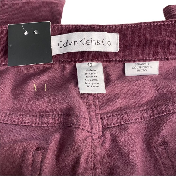 NWT Calvin Klein Dark Purple Corduroy Straight Leg Natural Midrise Pants Stretch - Picture 2 of 9